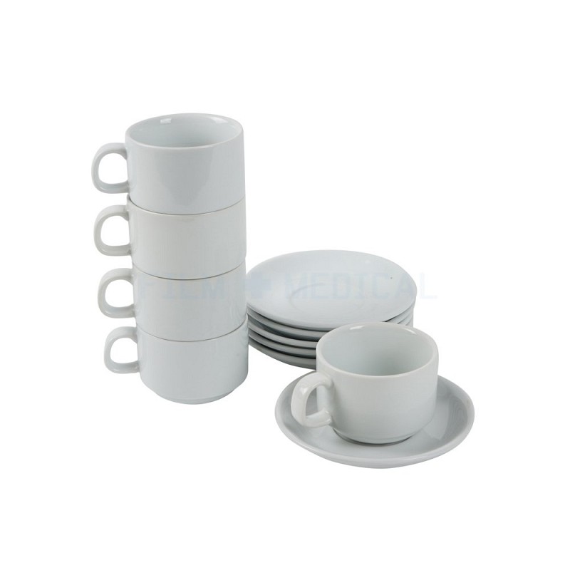 White Cups and Saucers Set 